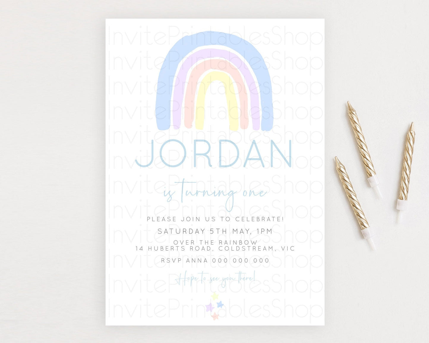 Pastel Rainbow Birthday Invitation Pastel Rainbow Invitation Rainbow Invitation Pastel Invitation Boho Rainbow 1st First Birthday D23103