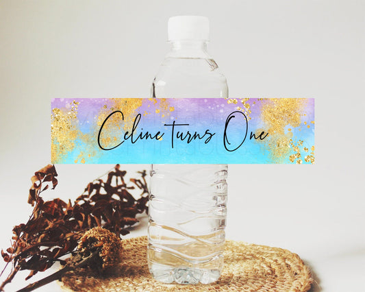 Editable Pastel Water Label Template Pastel Ombre Rainbow Watercolor Colorfu