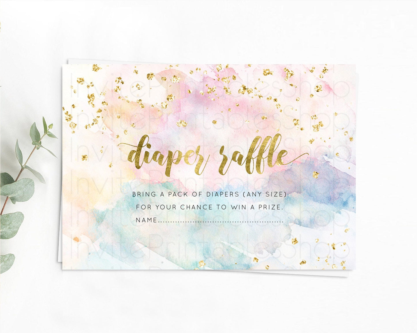 Editable Pastel Diaper Raffle Card Pastel Rainbow Diaper Raffle Insert Color