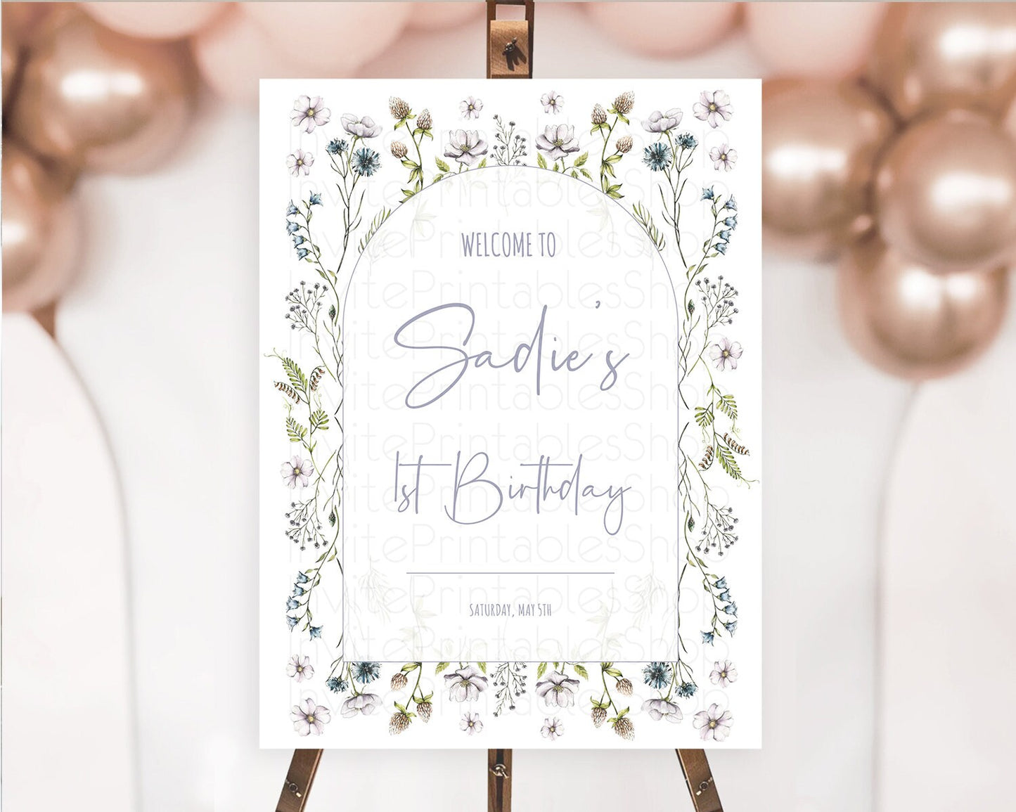 Secret Garden Welcome Sign Wildflower Welcome Board Pastel Flower Garden Welcome Poster Boho Wildflower First Birthday Welcome Sign D10603