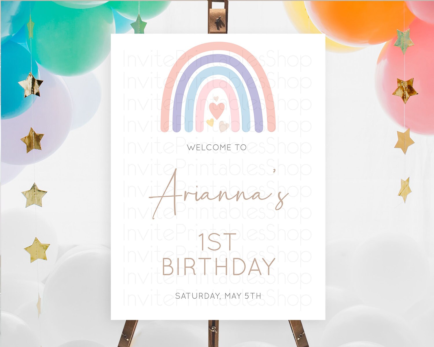 Editable Pastel Rainbow Welcome Sign Boho Rainbow Welcome Board Rainbow Welc