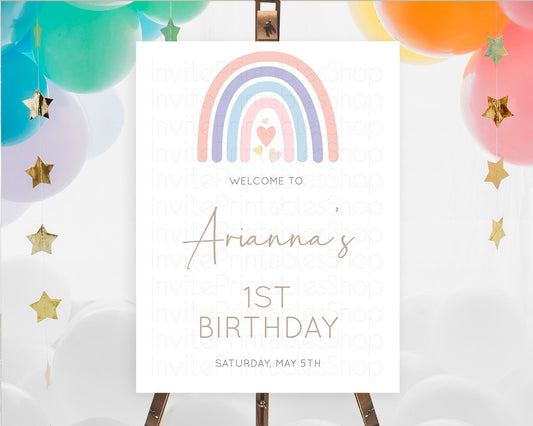 Editable Pastel Rainbow Welcome Sign Boho Rainbow Welcome Board Rainbow Welc