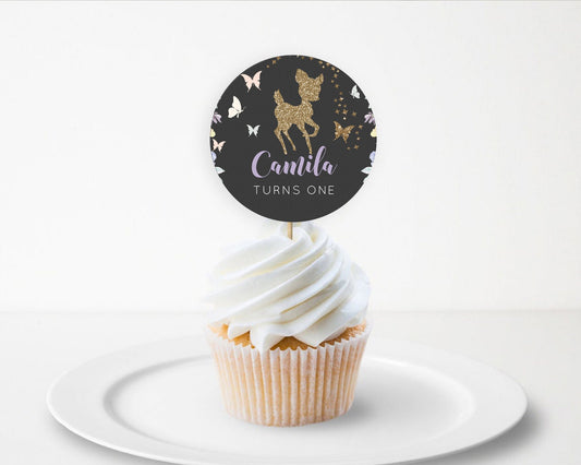 Editable Fawn Cupcake Toppers Deer Cupcake Toppers Enchanted Forest Party Bu