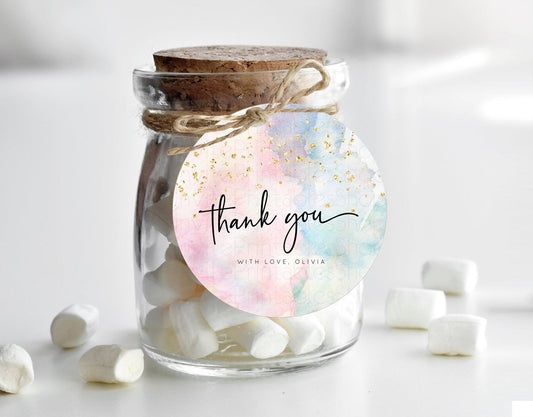 Editable Pastel Thank You Tags Rainbow Thank You Gift Tags Colorful Pastel F