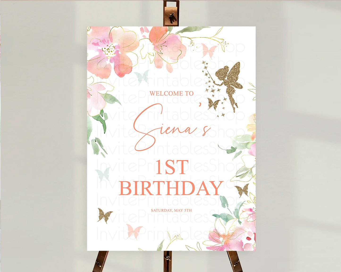 Fairy Welcome Sign Fairy Welcome Board Enchanted Garden Pastel Floral Butterfly Décor Secret Garden First Birthday Welcome Sign D10934