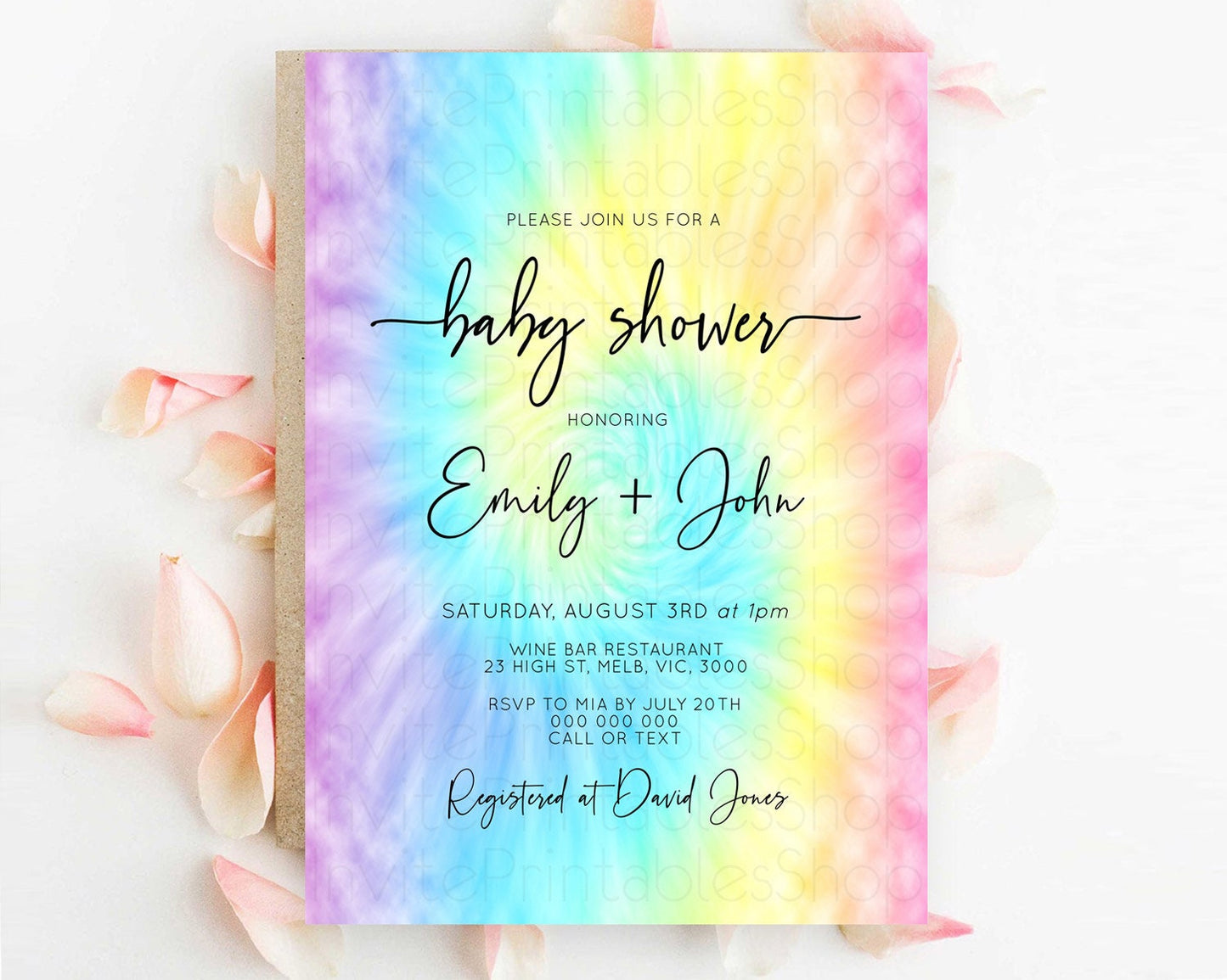 Pastel Baby Shower Invitation Rainbow Baby Shower Invitation Colorful Pastel Watercolor Invitation Gold Glitter Sprinkles Ombre D10578