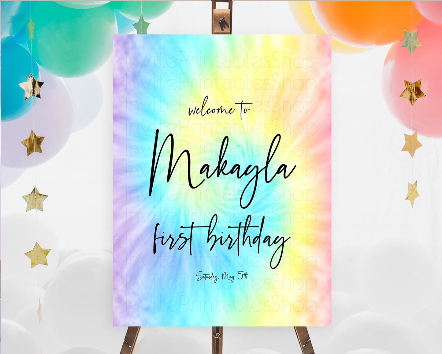 Tie Dye Welcome Board Rainbow Tie Dye Welcome Sign Pastel Welcome Poster Colorful Pastel Welcome Rainbow First Birthday Welcome Sign D10578