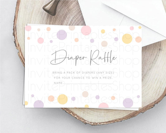 Rainbow Diaper Raffle Card Pastel Sprinkles Diaper Raffle Insert Rainbow Confetti Diaper Ticket Colorful Bubbles Pastel Raffle Game D10759