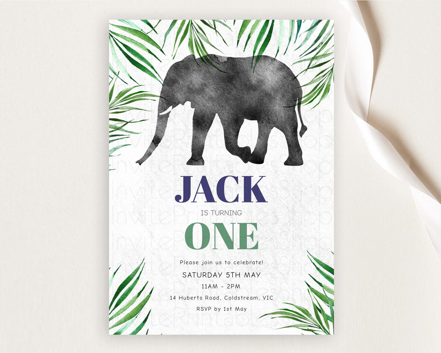 Elephant Birthday Invitation Elephant Invitation Elephant Birthday Safari Elephant Party TWO Wild ONE Jungle Adventure Zoo Birthday D10842