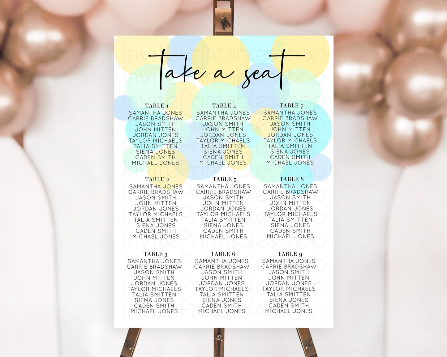 Pastel Seating Chart Pastel Confetti Seating Chart Bubbles Sprinkles Seating Sign Colorful Rainbow Decor Confetti Seating Board 100206