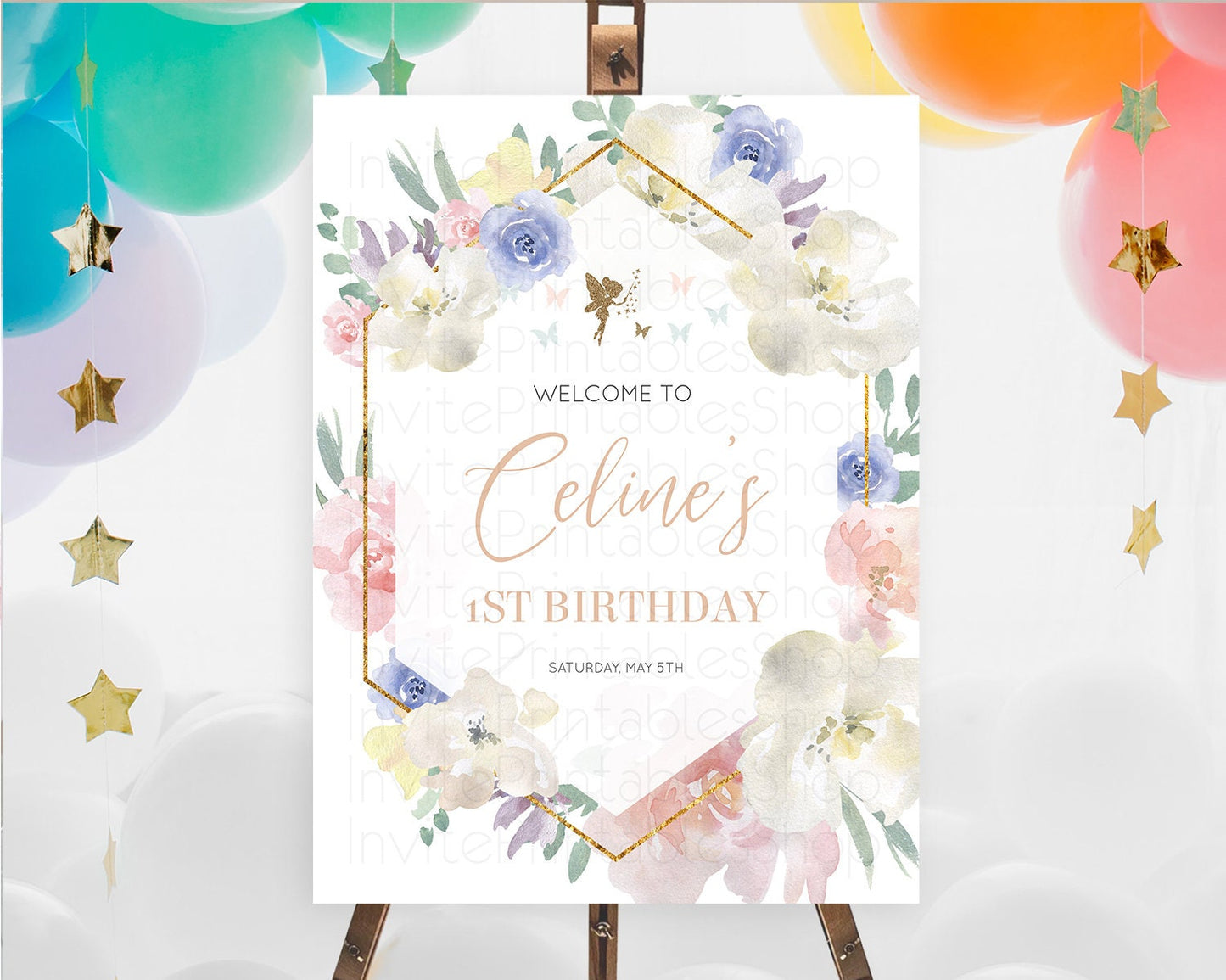 Fairy Welcome Sign Fairy Welcome Board Enchanted Garden Pastel Floral Butterfly Decor Secret Garden First Birthday Welcome Sign D10829