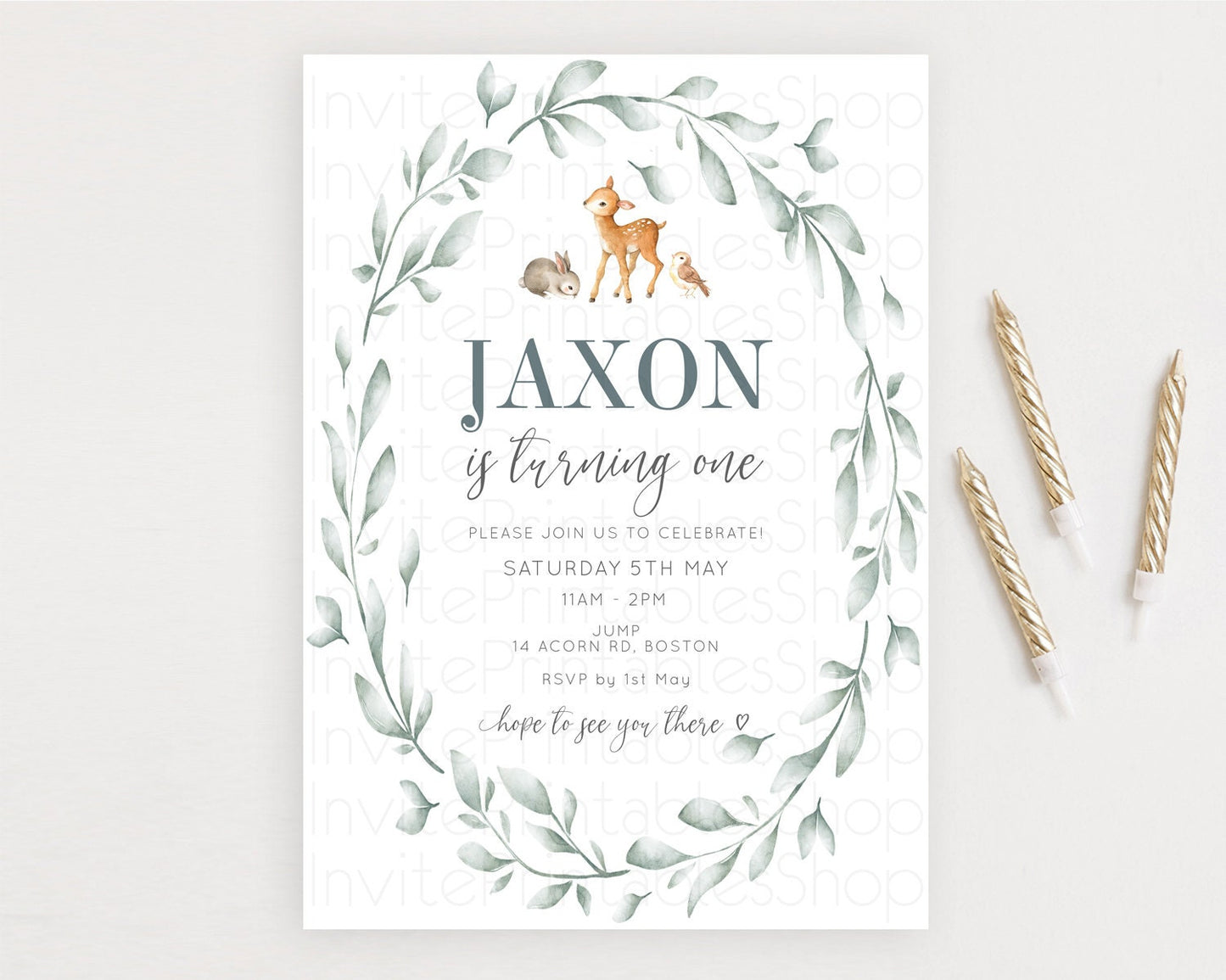 Editable Fawn Birthday Invitation Deer Birthday Invitation Enchanted Forest