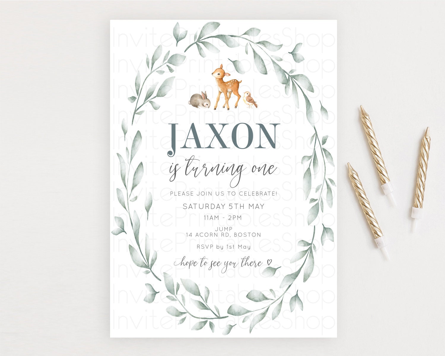 Editable Fawn Birthday Invitation Deer Birthday Invitation Enchanted Forest