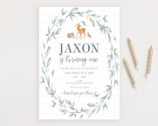 Editable Fawn Birthday Invitation Deer Birthday Invitation Enchanted Forest