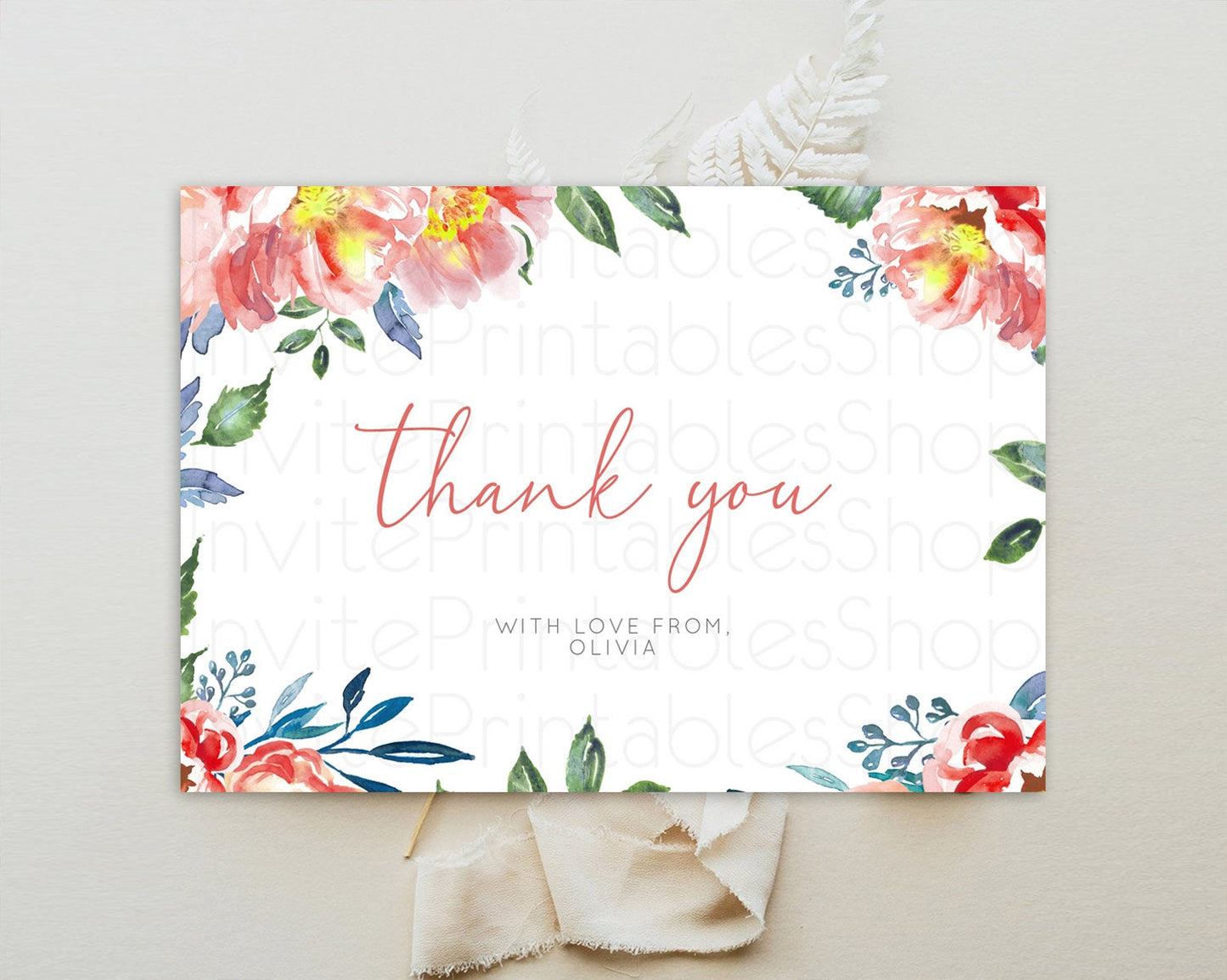 Secret Garden Thank You Wildflower Thank You Card Pastel Flower Garden Birthday Thank You Card Boho Floral Teacher Thank You Card D10751