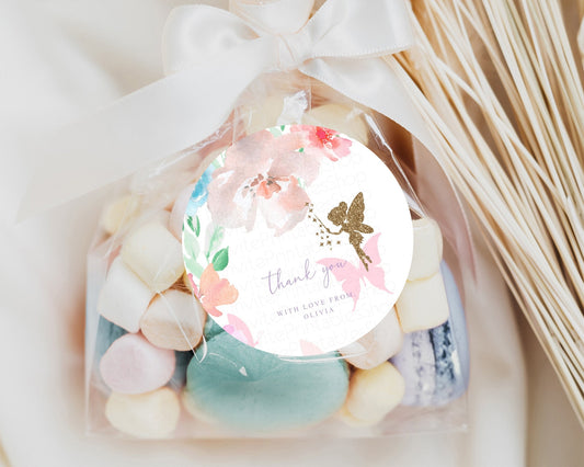 Editable Fairy Gift Tag Fairy Garden Favor Tags Pastel Floral Thank You Tags