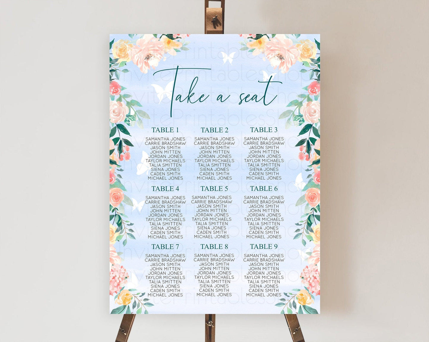 Secret Garden Seating Chart Wildflower Seating Chart Pastel Flowers Seating Chart Enchanted Garden Boho Floral Take A Seat Decor D10337