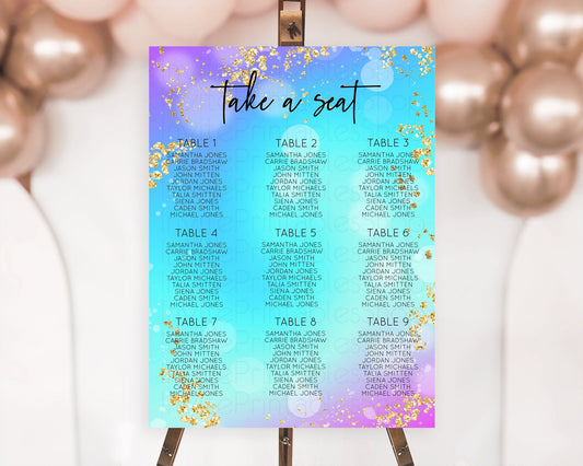 Editable Mermaid Seating Chart Mermaid Seating Sign Rainbow Fish Under The S