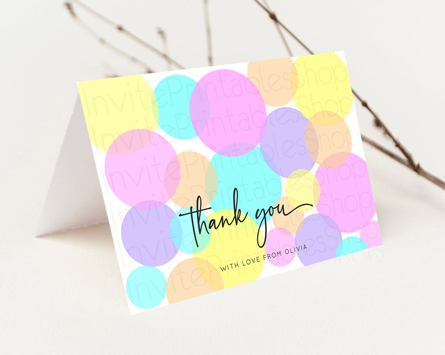 Rainbow Thank You Pastel Thank You Card Pastel Rainbow Birthday Thank You Confetti Colorful Pastel Cards Teacher Thank You Cards D10407