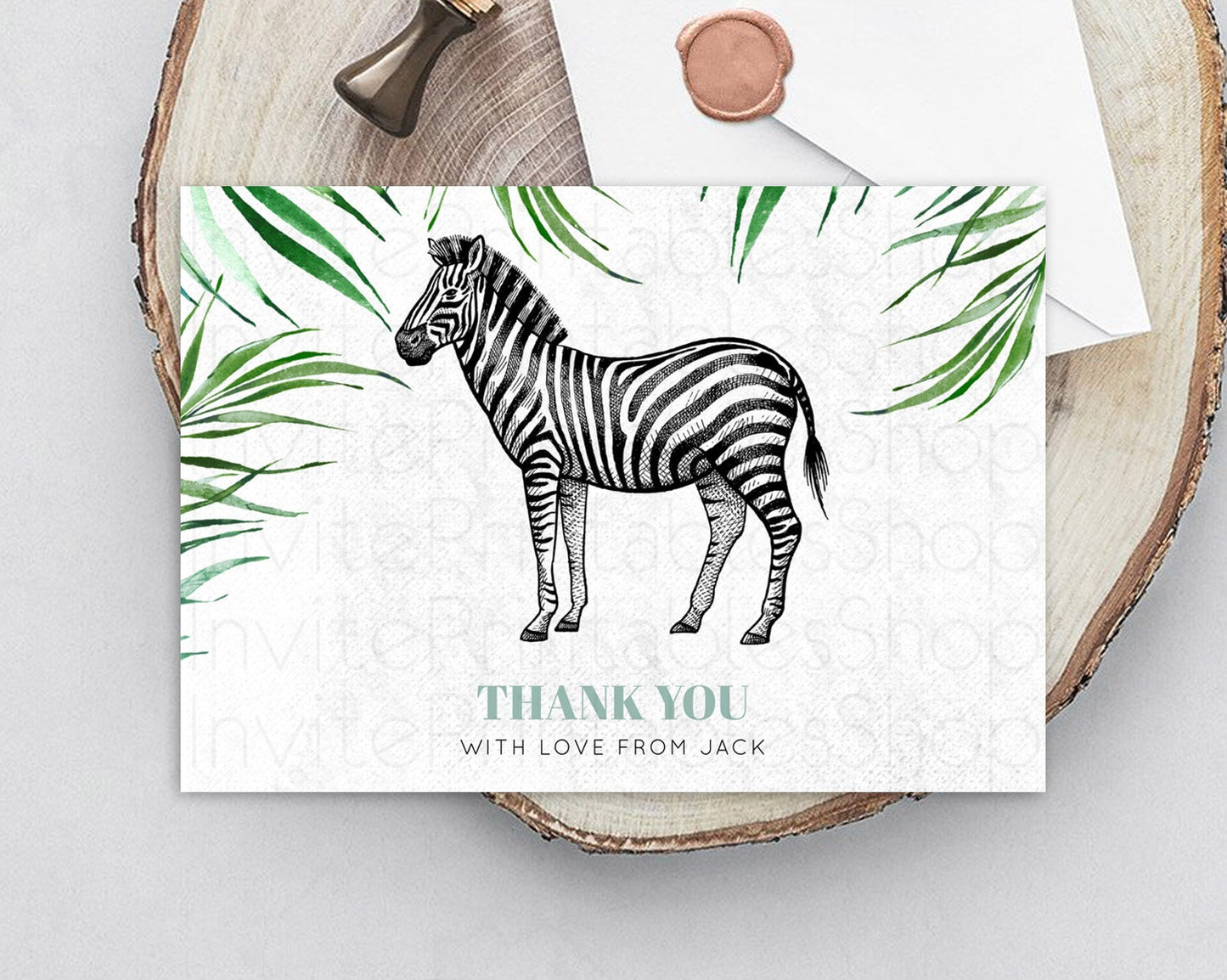 Zebra Thank You Zebra Thank You Card Zebra Birthday Thank You Cards Safari Dried Palm Fern Zebra Teacher Thank You Card Template D10844