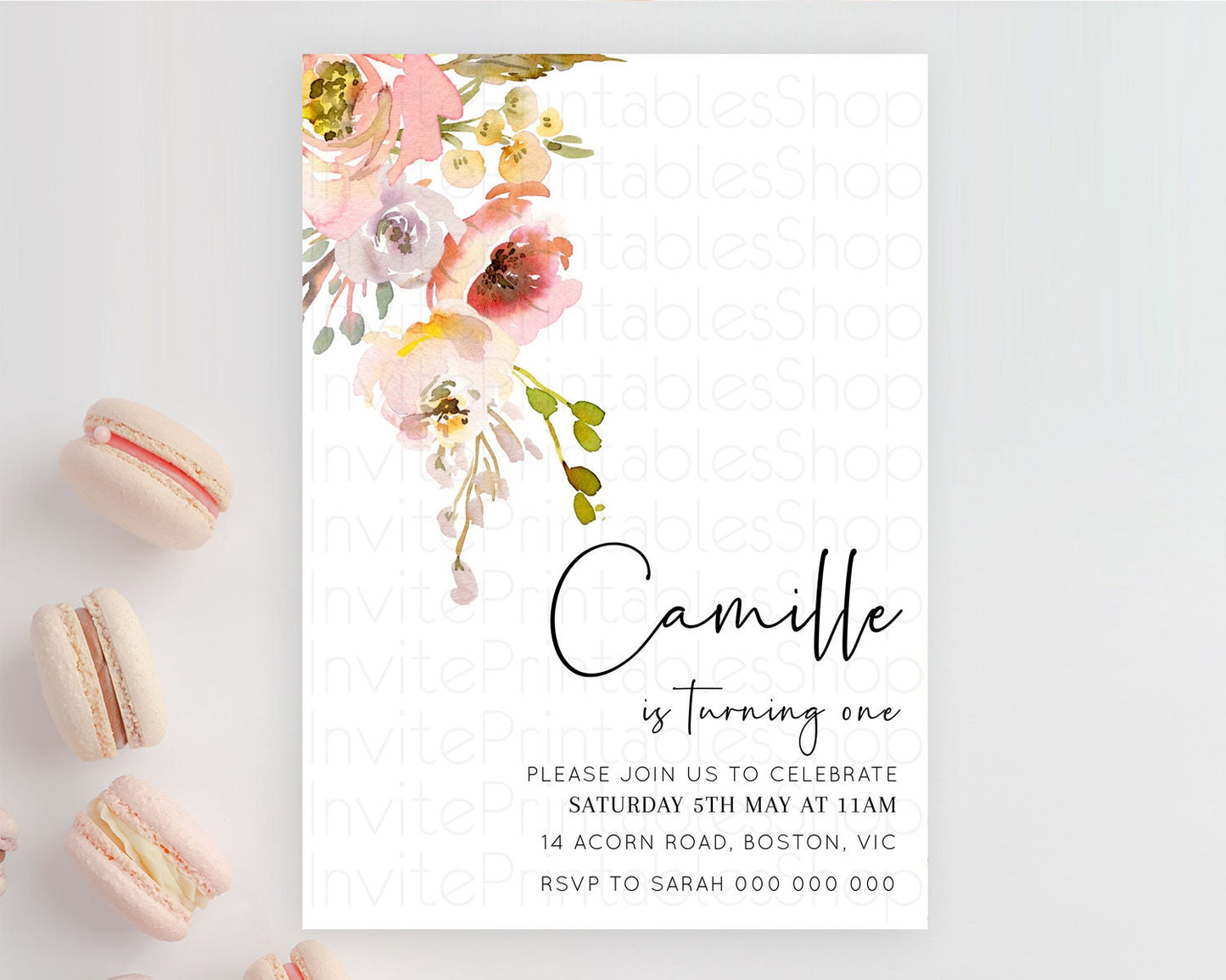 Secret Garden Invitation Wildflower Birthday Invitation Pastel Flowers Invite Enchanted Garden Boho Floral 3rd 2nd First Birthday D10194