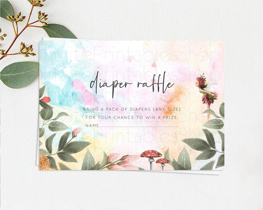 Editable Fairy Diaper Raffle Card Fairy Diaper Insert Enchanted Garden Fairy