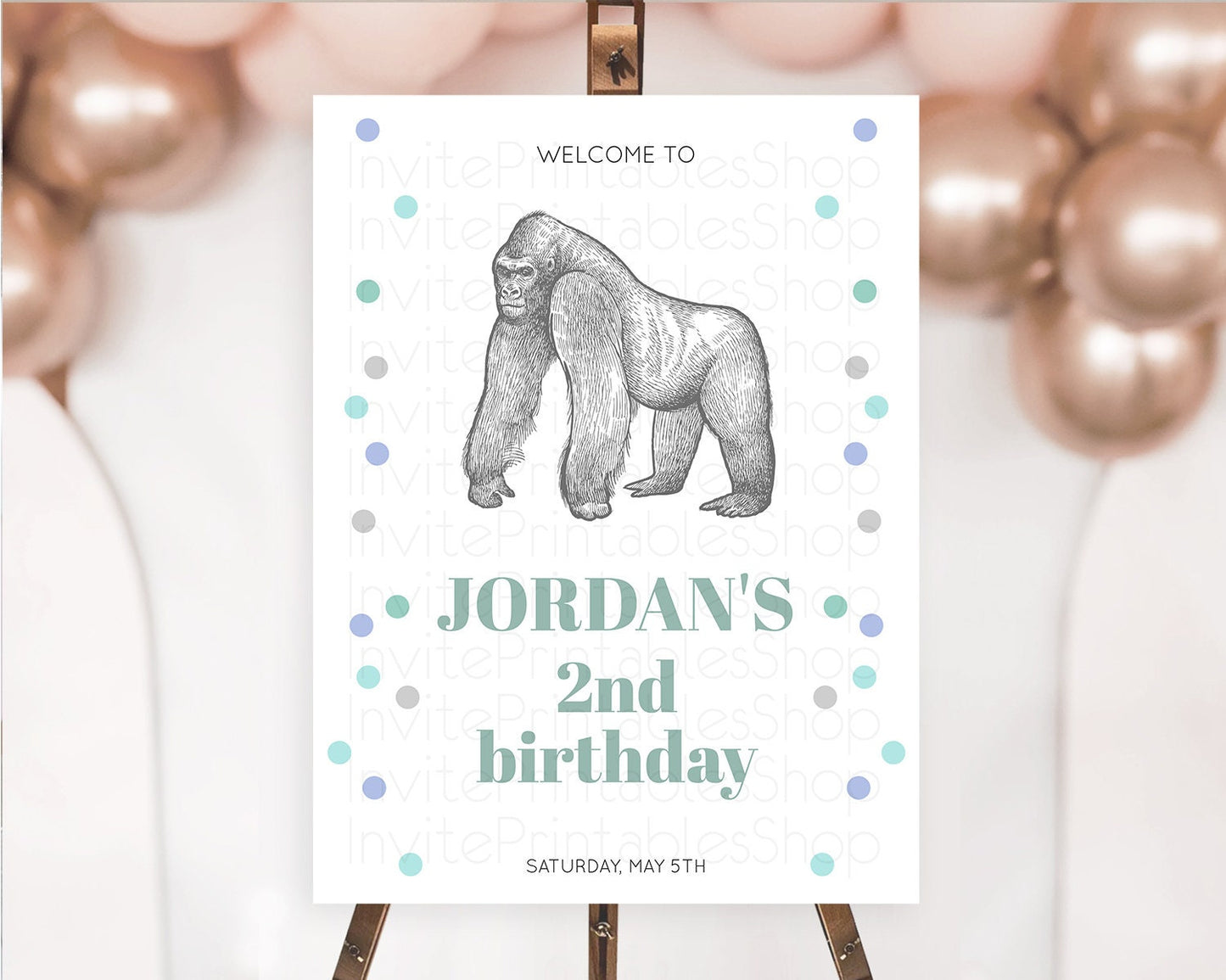 Gorilla Welcome Sign Gorilla Welcome Board Gorilla Party Welcome Poster Safari Adventure Decor Gorilla First Birthday Welcome Sign D10854