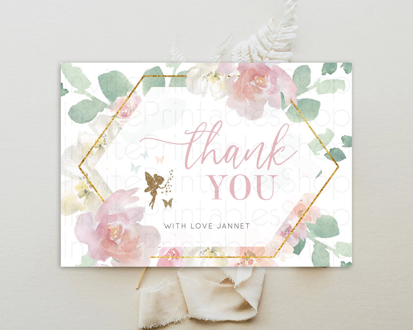 Fairy Thank You Fairy Thank You Card Enchanted Garden Pastel Butterfly Birthday Thank You Floral Secret Garden Teacher Thank You D10965