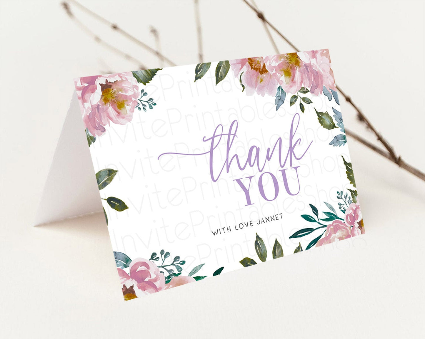 Secret Garden Thank You Wildflower Thank You Card Pastel Flower Garden Birthday Thank You Card Boho Floral Teacher Thank You Card D10729