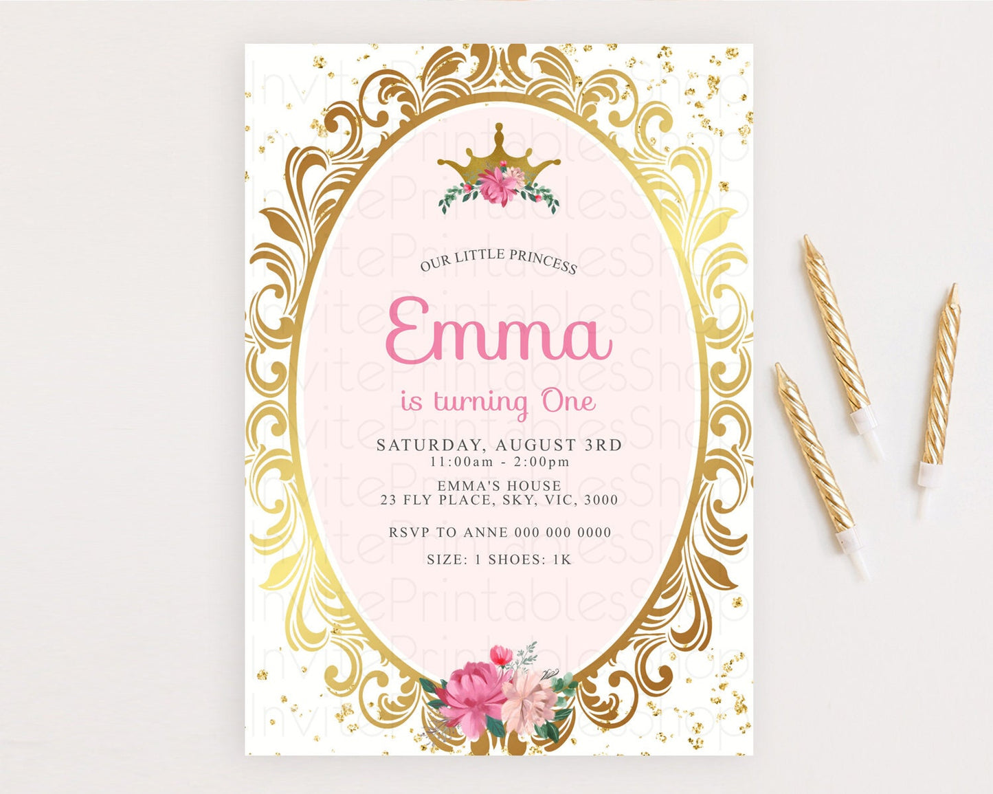 Editable Princess Birthday Invitation Castle Invitation Royal Birthday Fairy