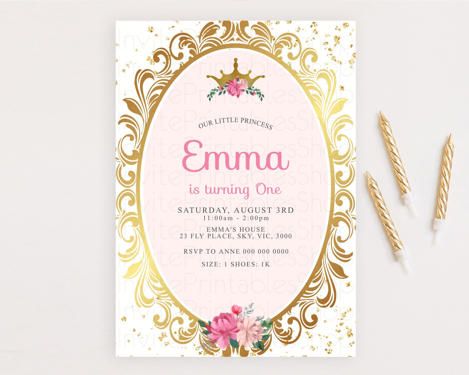 Editable Princess Birthday Invitation Castle Invitation Royal Birthday Fairy
