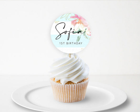 Editable Secret Garden Cupcake Toppers Wildflower Cupcake Toppers Pastel Flo