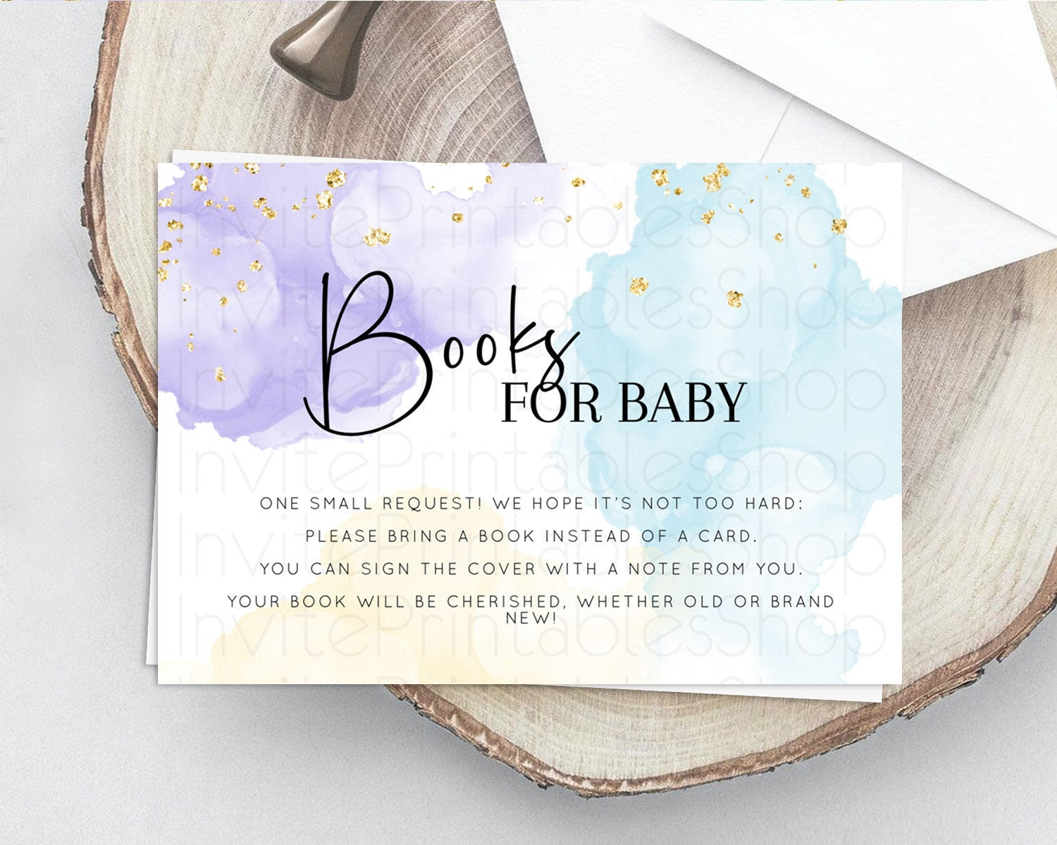 Editable Pastel Books For Baby Card Pastel Rainbow Book Insert Colorful Ombr