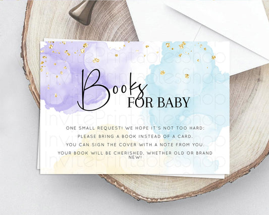 Editable Pastel Books For Baby Card Pastel Rainbow Book Insert Colorful Ombr