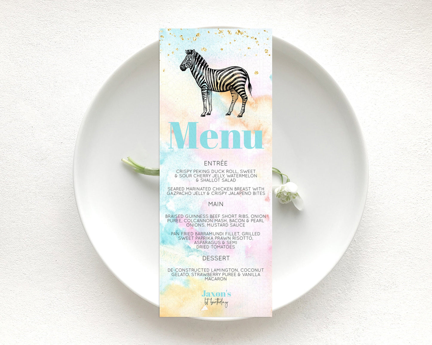 Pastel Zebra Menu Rainbow Zebra Menu Template Colorful Rainbow Table Decor Pastel Dinner Dessert Menu Zebra Party Food Menu D10281