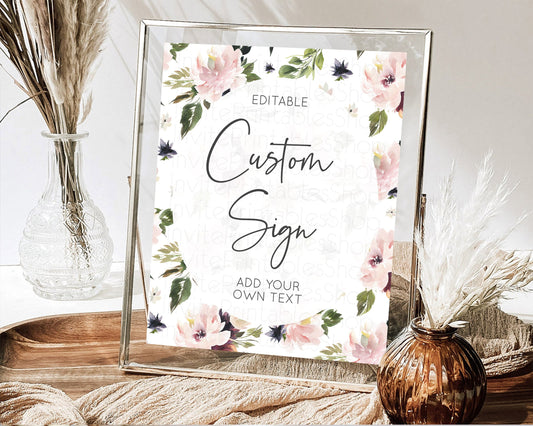 Editable Wildflower Floral Table Sign Decor Secret Garden Sign Template Past