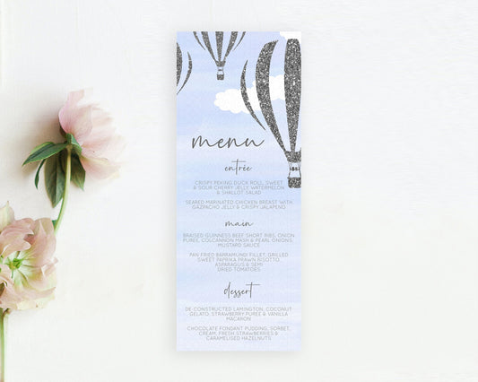 Editable Hot Air Balloon Menu Hot Air Balloon Menu Template Hot Air Balloon