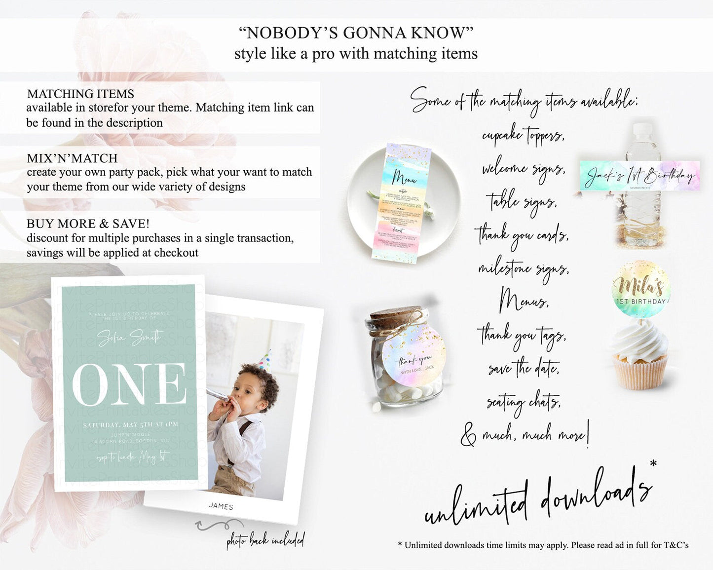 Green Birthday Invitation Plain Green Invitation Minimalist Invitation Pastel Green Invitation Modern Invite 2nd 1st First Birthday D10736