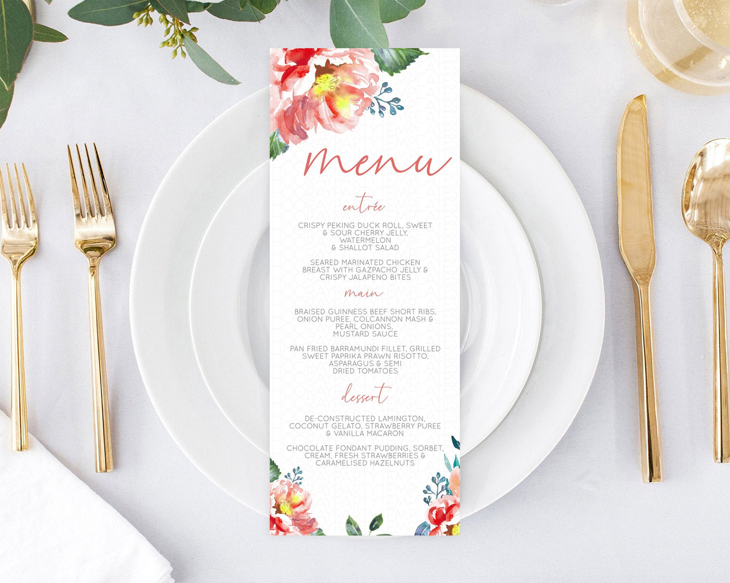 Secret Garden Menu Wildflower Menu Template Pastel Flower Garden Table Decor Boho Floral Dinner Dessert Floral Party Food Menu D10751