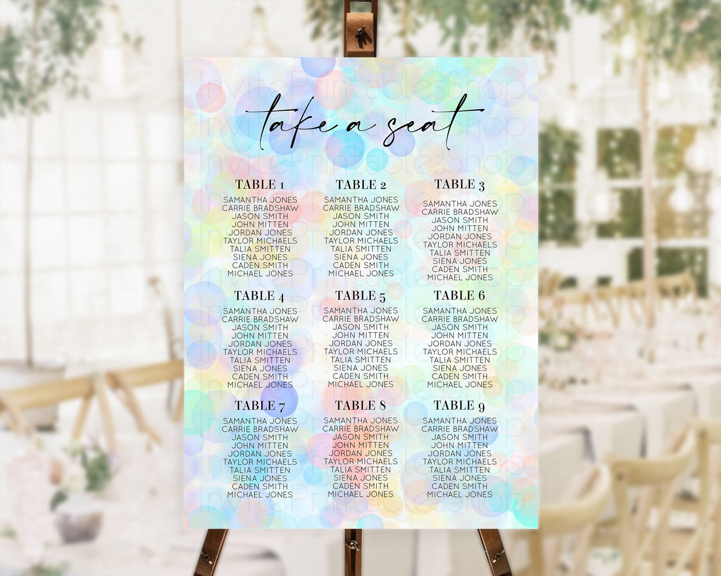 Bubbles Seating Chart Pastel Seating Chart Bath Bomb Party Pastel Bubbles Decor Watercolour Seating Board Confetti Seating Chart D10446