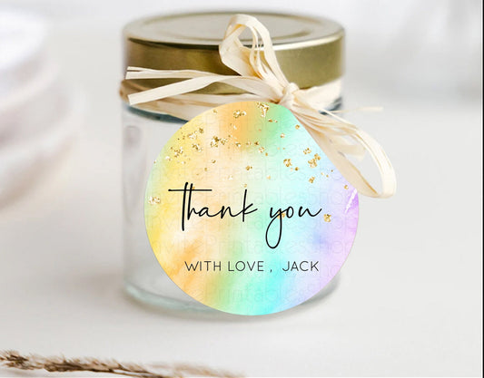 Pastel Thank You Tags Rainbow Thank You Gift Tags Colorful Pastel Favor Tags Confetti Watercolor Pastel First Birthday Thank You D10427