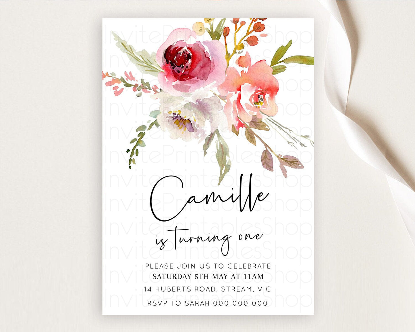 Secret Garden Invitation Wildflower Birthday Invitation Pastel Flowers Invite Enchanted Garden Boho Floral 3rd 2nd First Birthday D10243