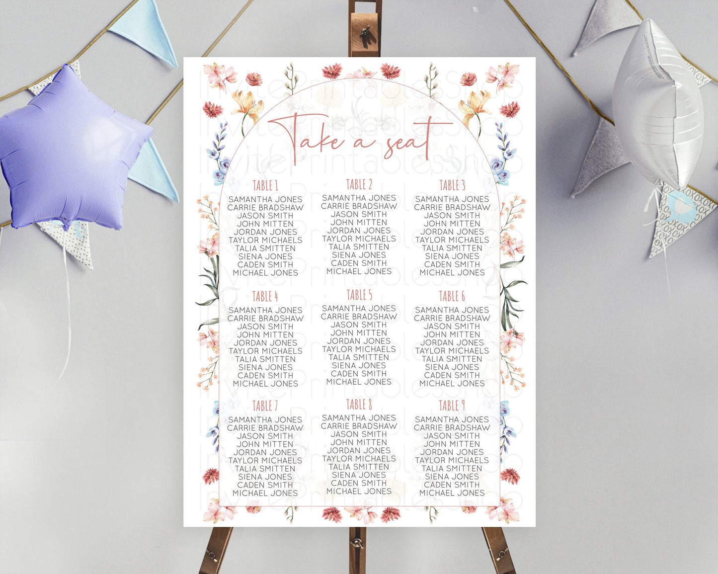 Secret Garden Seating Chart Wildflower Seating Chart Pastel Flowers Seating Chart Enchanted Garden Boho Floral Take A Seat Décor D10682