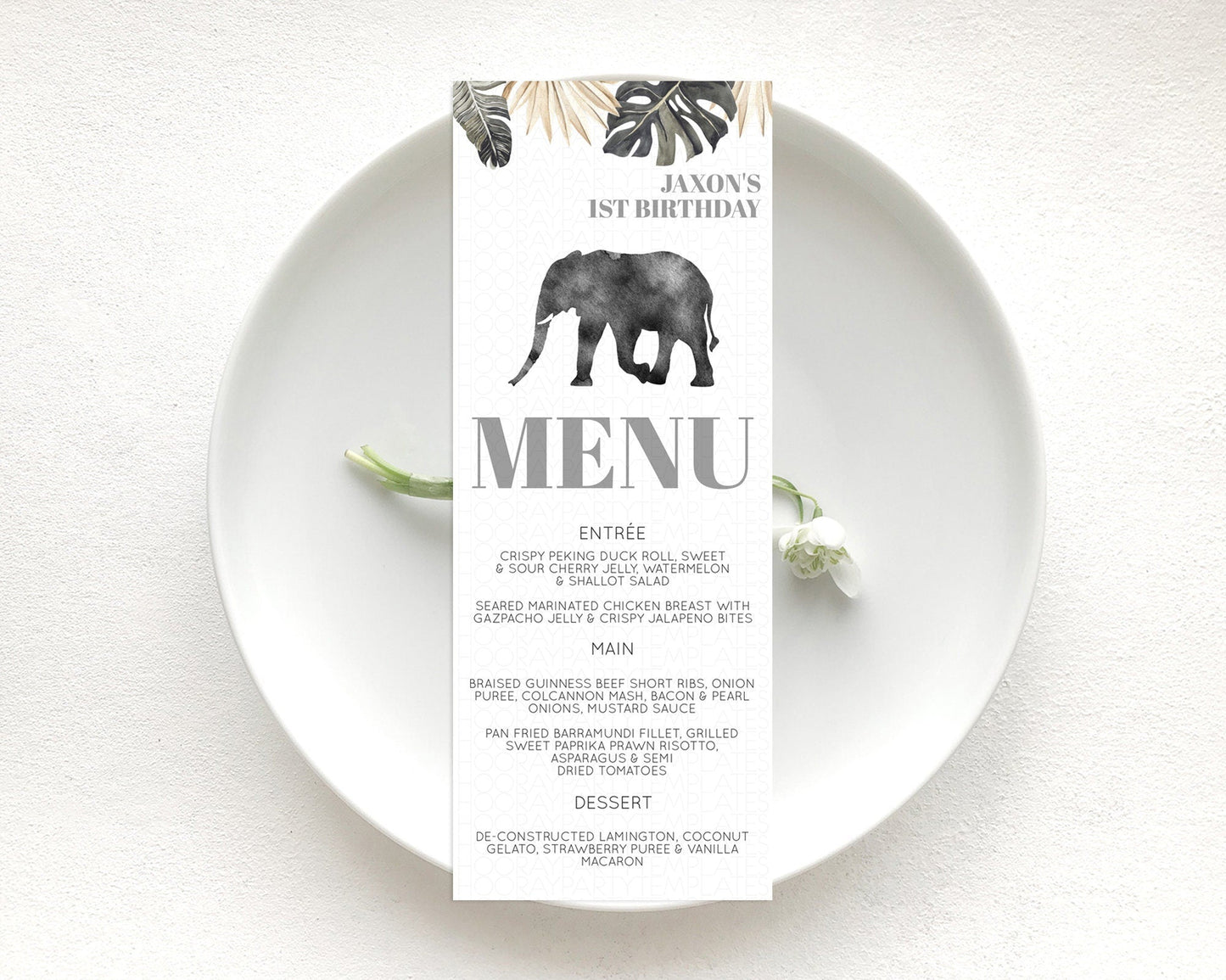 Elephant Menu Elephant Menu Template Elephant Safari Zoo Table Decor Elephant Dinner Dessert Menu Elephant Party Food Menu D10803