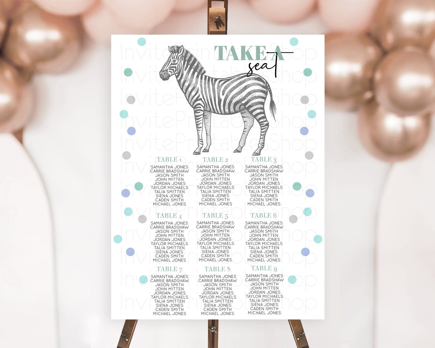 Zebra Seating Chart Zebra Seating Sign Zebra Take A Seating Chart Zebra Safari Adventure Decor Zoo Party Zebra Palm Leaf Decor D10856