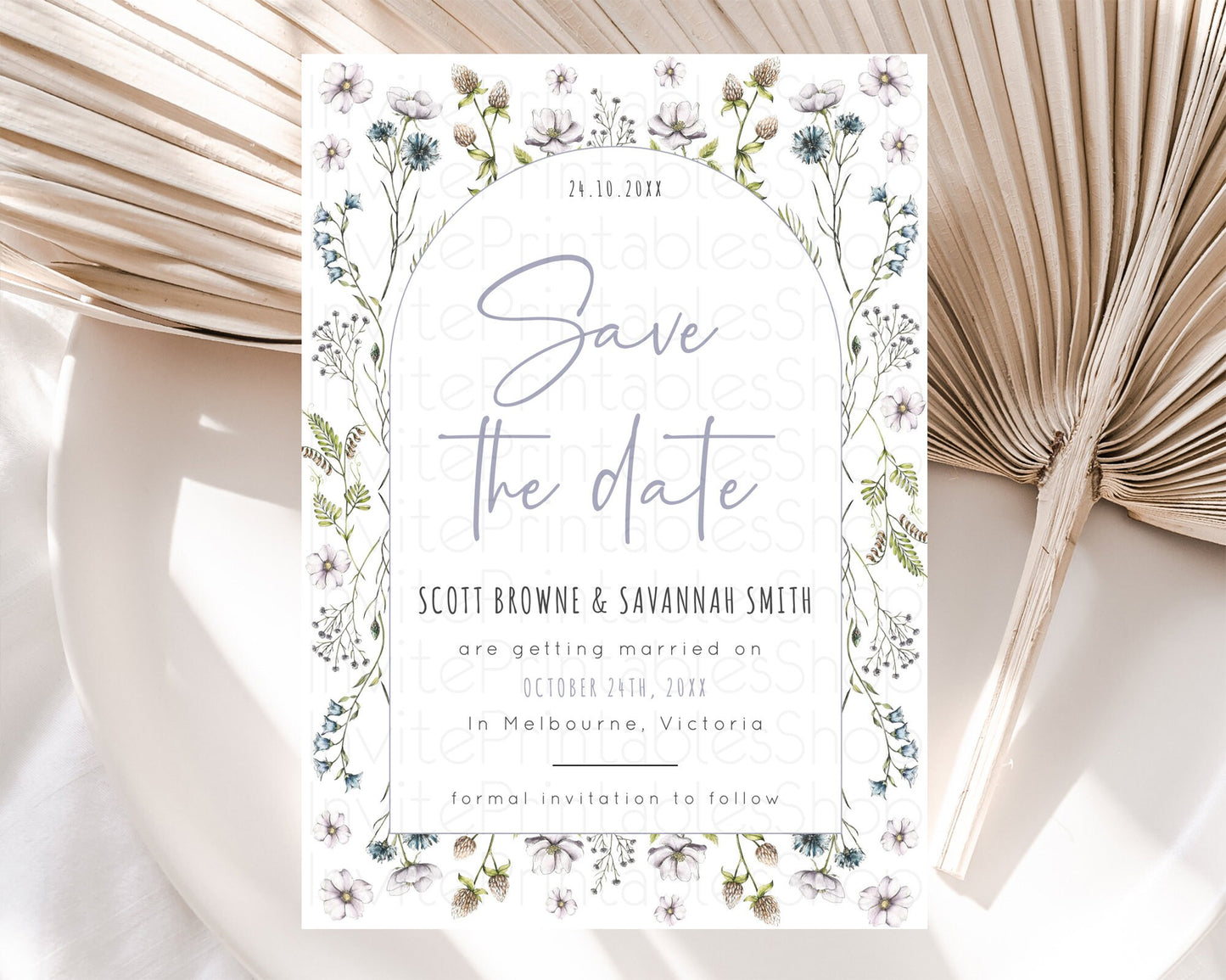 Wildflower Save The Date Template Secret Garden Save The Date Pastel Floral Garden Party Boho Flowers Birthday Baby Shower Wedding D10603