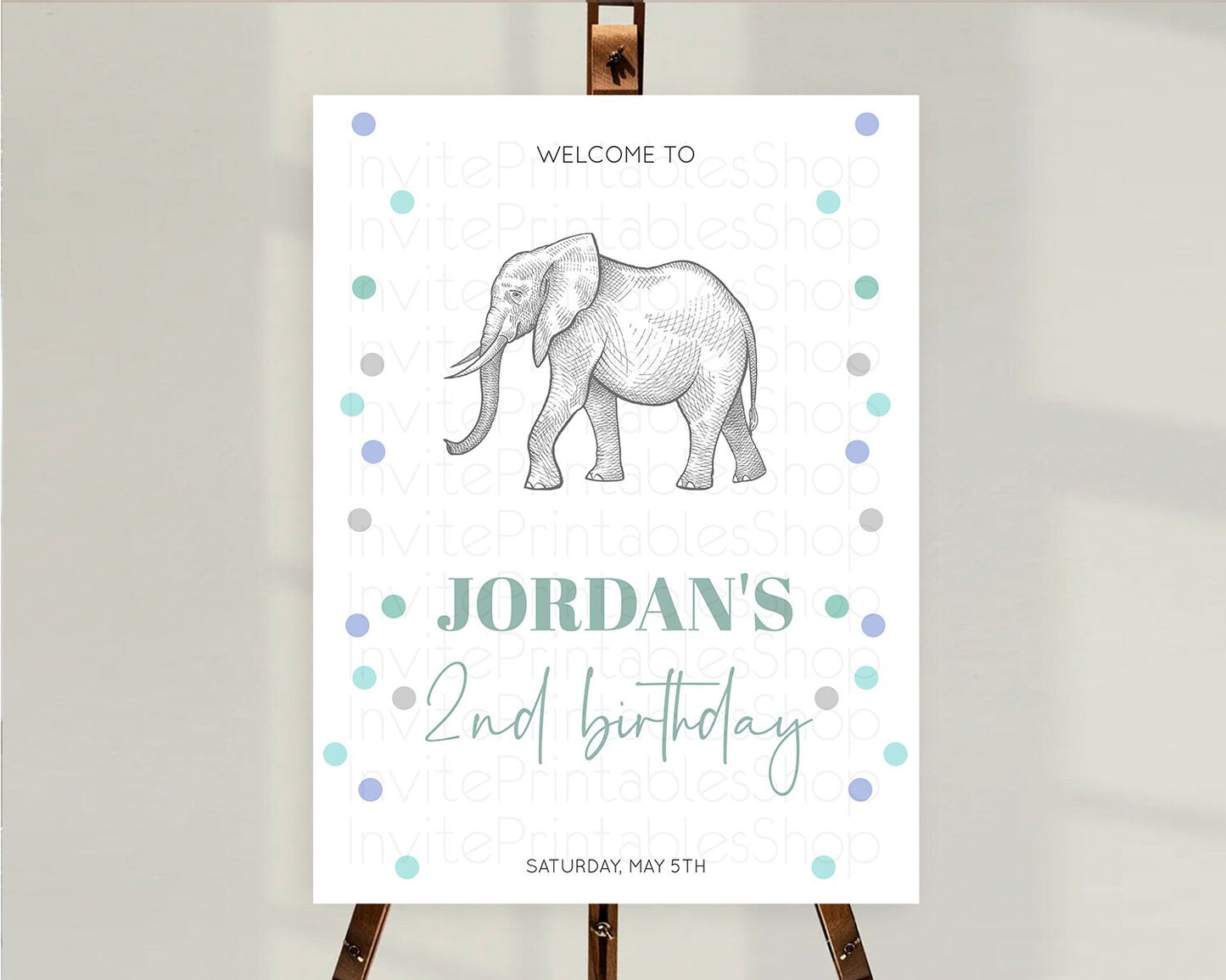 Elephant Welcome Sign Elephant Welcome Board Elephant Party Welcome Poster Safari Party Decor Elephant First Birthday Welcome Sign D10859