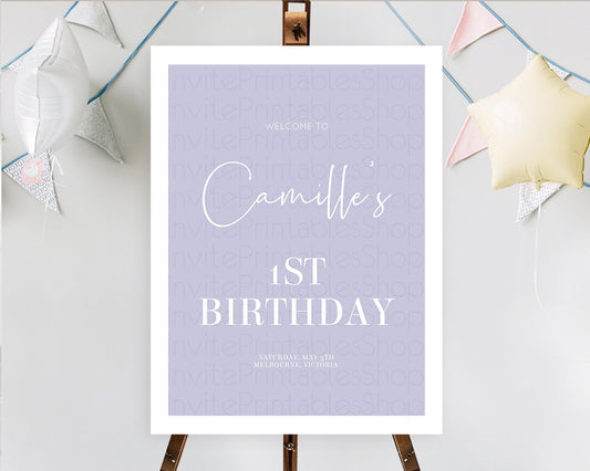 Editable Purple Welcome Sign Plain Purple Welcome Board Minimalist Pastel Pu