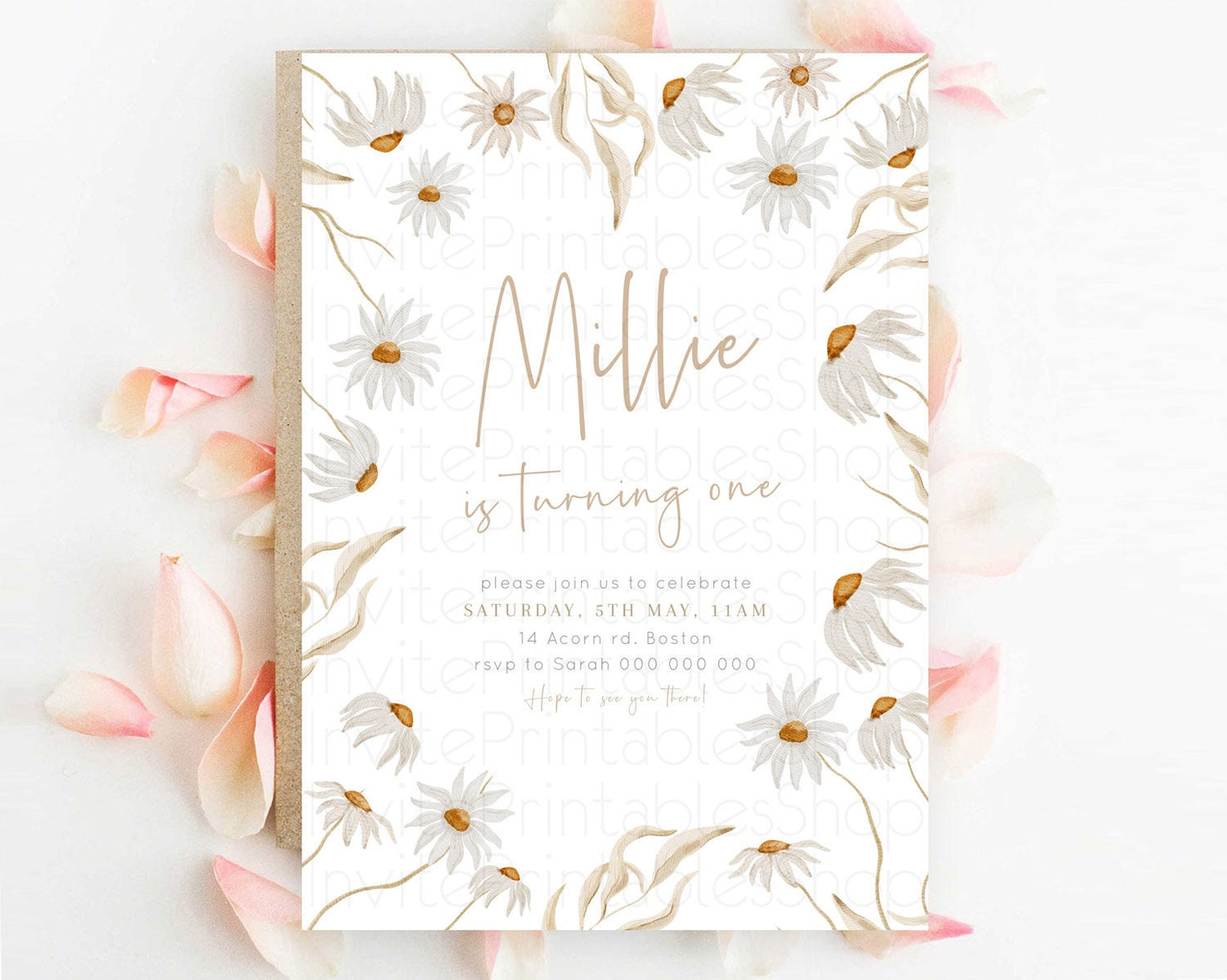 Secret Garden Invitation Wildflower Birthday Invitation Pastel Flowers Invite Enchanted Garden Boho Floral 3rd 2nd First Birthday D23360