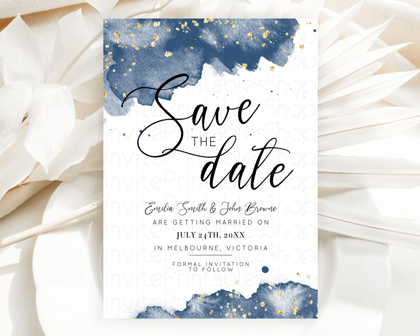 Blue Watercolor Save The Date Template Ombre Blue Watercolor Splash Party 1st Birthday Baby Shower Wedding Baptism Bridal Shower D10312